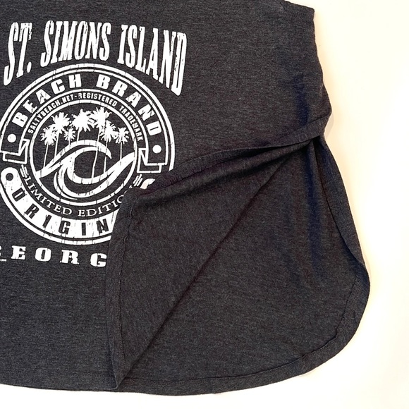 St Simons Island Georgia Grey Split Side Tank Top Beach Brand Original Medium - Picture 4 of 5
